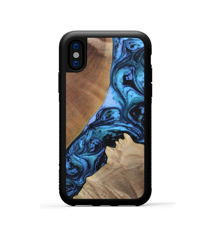 iPhone Xs Wood+Resin Phone Case - Gwen (Blue, 693855)