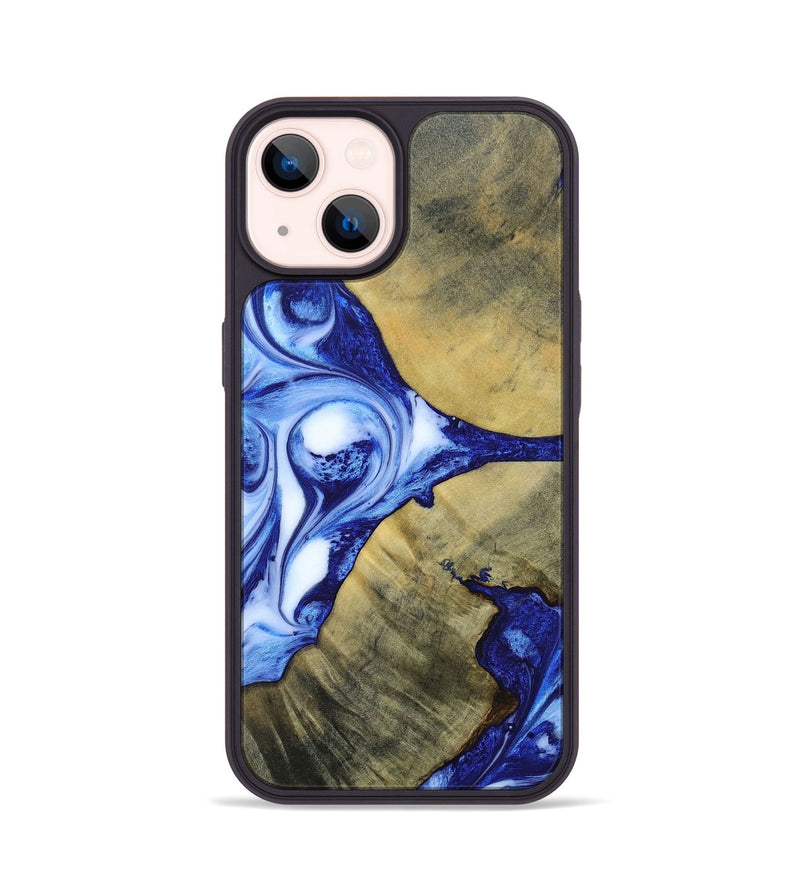 iPhone 14 Wood+Resin Phone Case - Dawson (Blue, 693856)