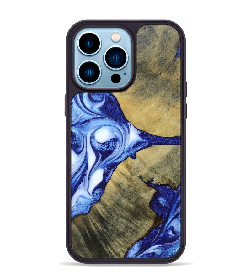 iPhone 14 Pro Max Wood+Resin Phone Case - Dawson (Blue, 693856)