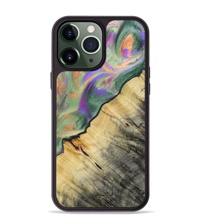 iPhone 13 Pro Max Wood+Resin Phone Case - Ashlyn (Green, 693910)