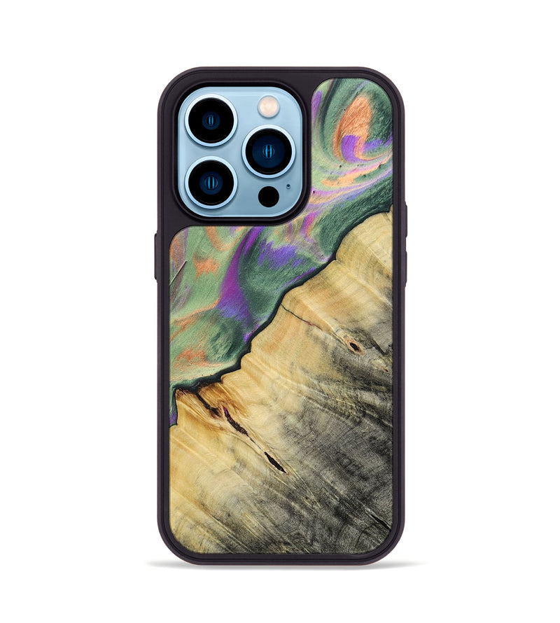 iPhone 14 Pro Wood+Resin Phone Case - Ashlyn (Green, 693910)