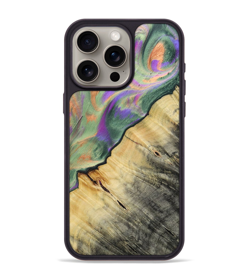 iPhone 15 Pro Max Wood+Resin Phone Case - Ashlyn (Green, 693910)