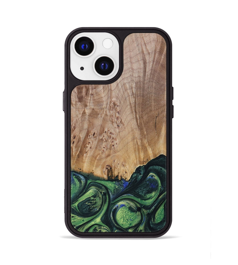 iPhone 13 Wood+Resin Phone Case - Evie (Green, 693917)