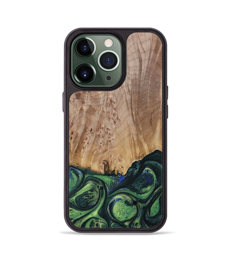 iPhone 13 Pro Wood+Resin Phone Case - Evie (Green, 693917)