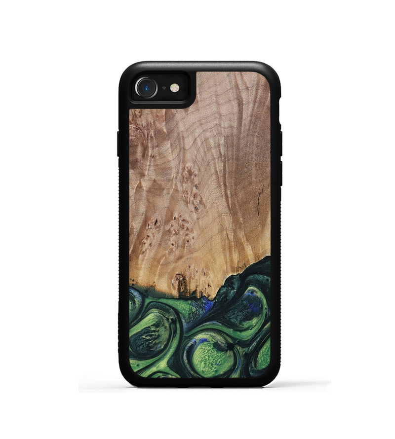 iPhone SE Wood+Resin Phone Case - Evie (Green, 693917)