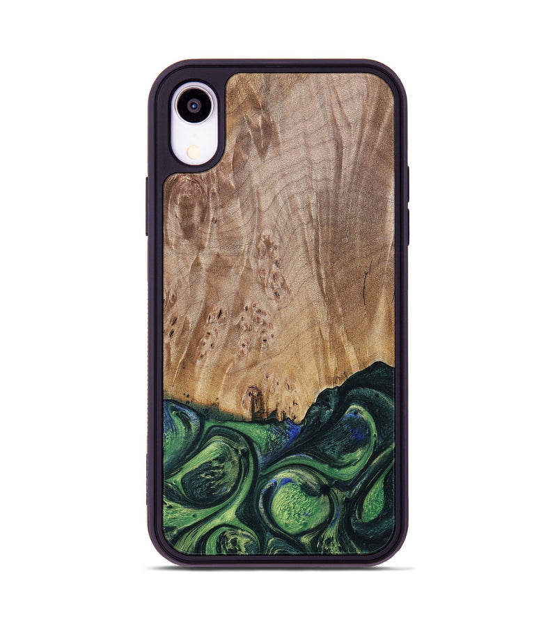 iPhone Xr Wood+Resin Phone Case - Evie (Green, 693917)