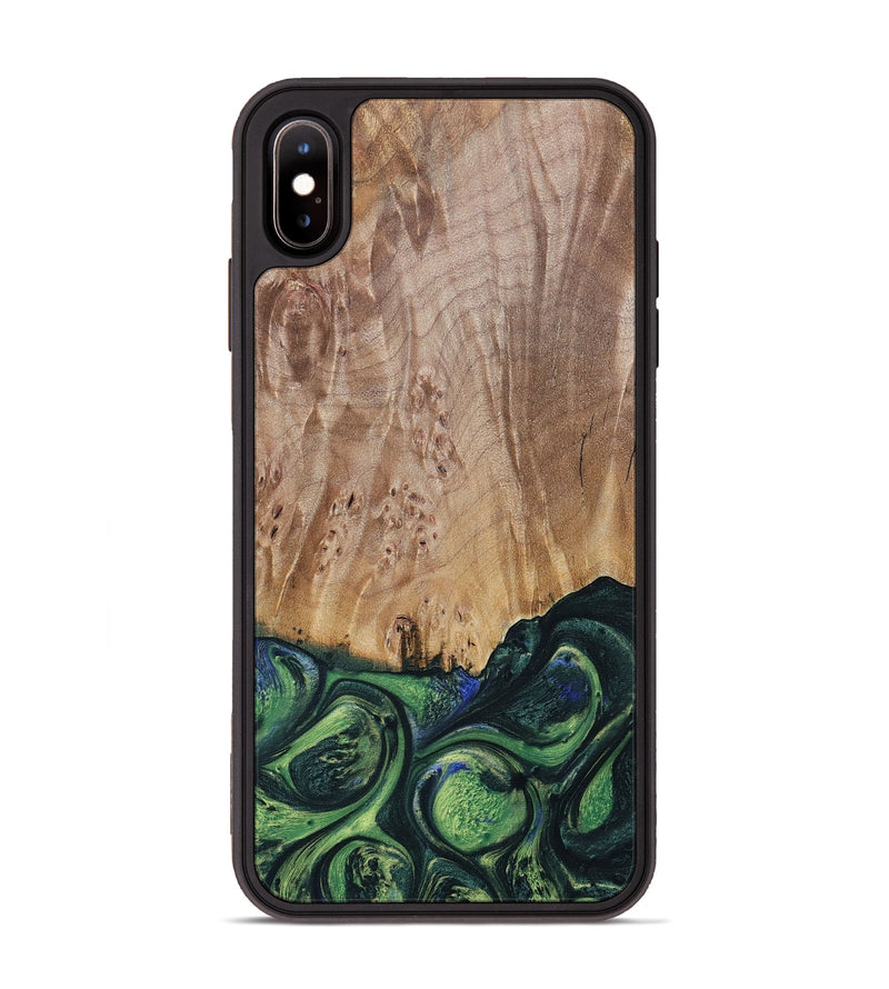 iPhone Xs Max Wood+Resin Phone Case - Evie (Green, 693917)