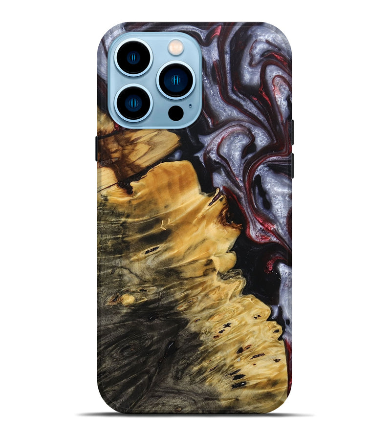 iPhone 14 Pro Max Wood+Resin Live Edge Phone Case - Aubrie (Red, 693951)