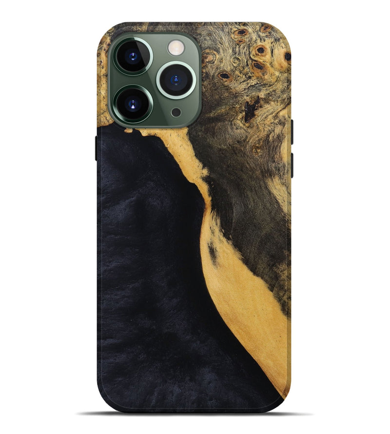 iPhone 13 Pro Max Wood+Resin Live Edge Phone Case - Ana (Pure Black, 693954)