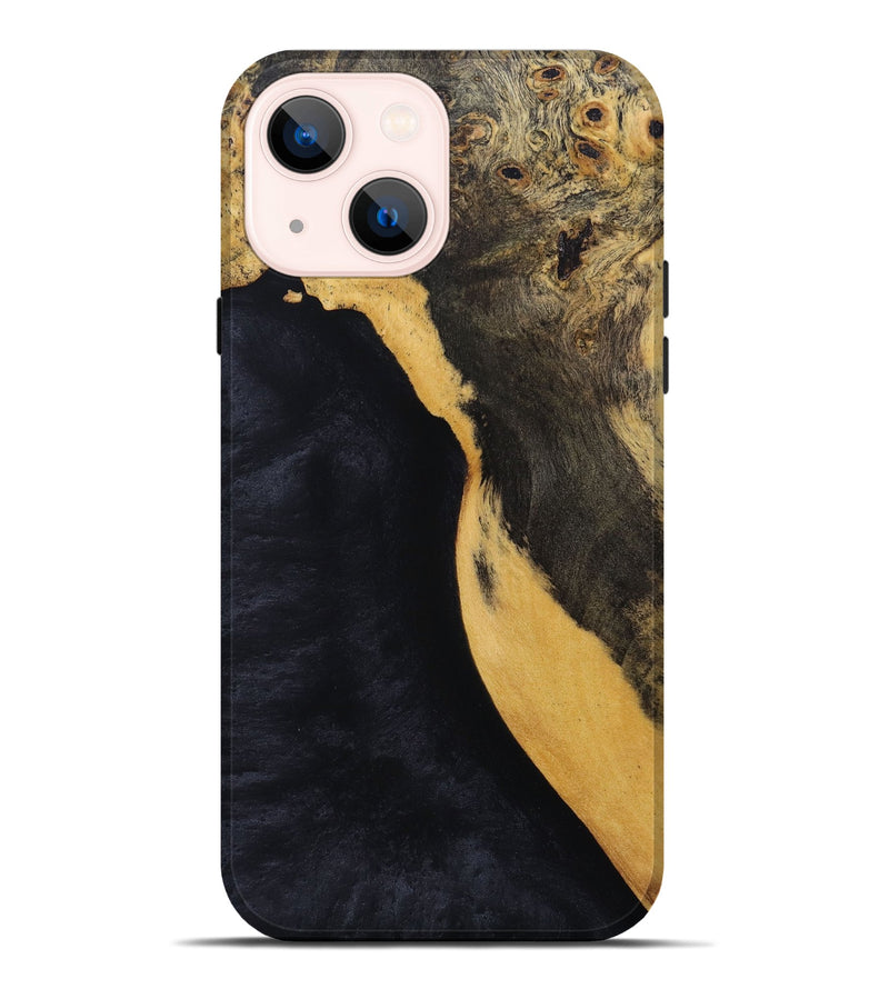 iPhone 14 Plus Wood+Resin Live Edge Phone Case - Ana (Pure Black, 693954)