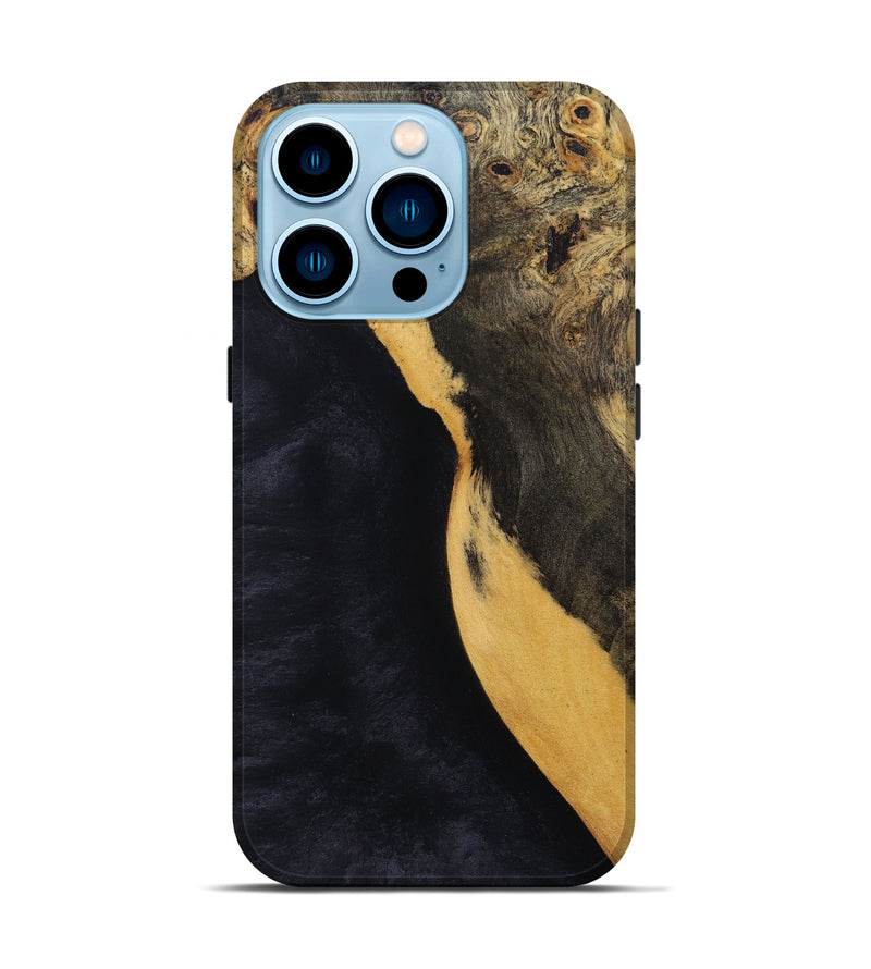iPhone 14 Pro Wood+Resin Live Edge Phone Case - Ana (Pure Black, 693954)