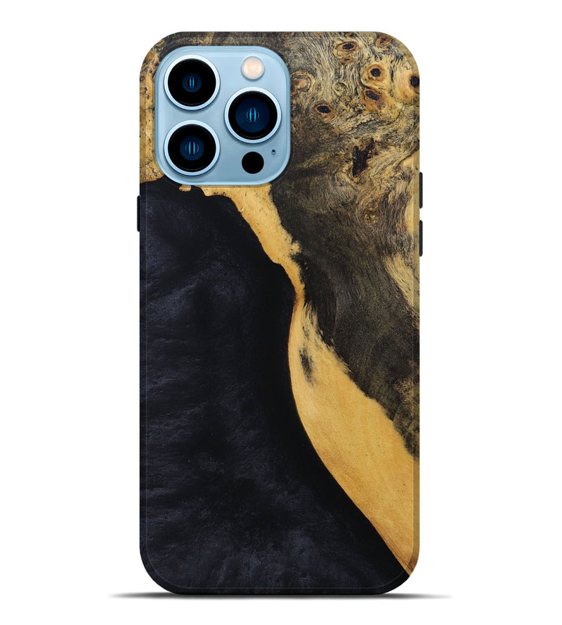 iPhone 14 Pro Max Wood+Resin Live Edge Phone Case - Ana (Pure Black, 693954)