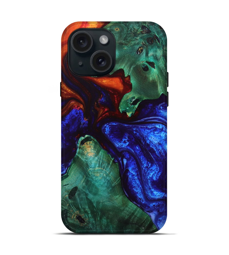 iPhone 15 Wood+Resin Live Edge Phone Case - Kirk (Fire & Ice, 693972)