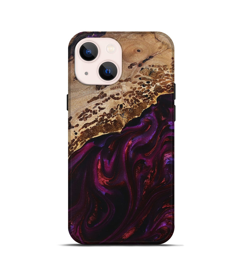 iPhone 13 mini Wood+Resin Live Edge Phone Case - Elise (Red, 693994)