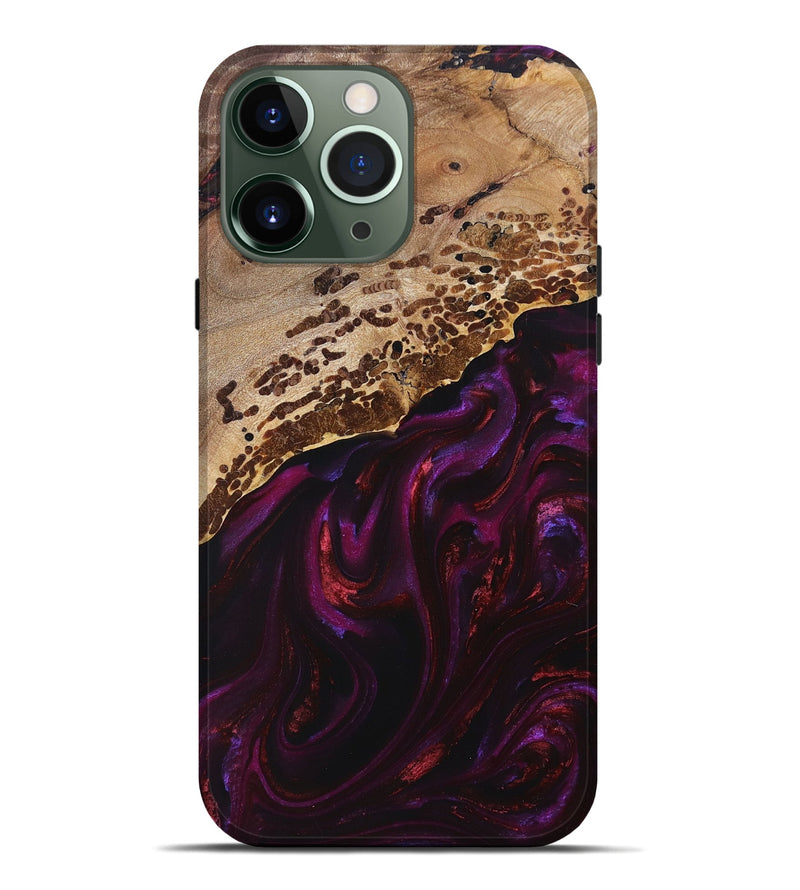 iPhone 13 Pro Max Wood+Resin Live Edge Phone Case - Elise (Red, 693994)