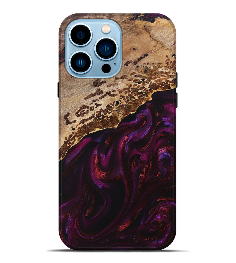 iPhone 14 Pro Max Wood+Resin Live Edge Phone Case - Elise (Red, 693994)