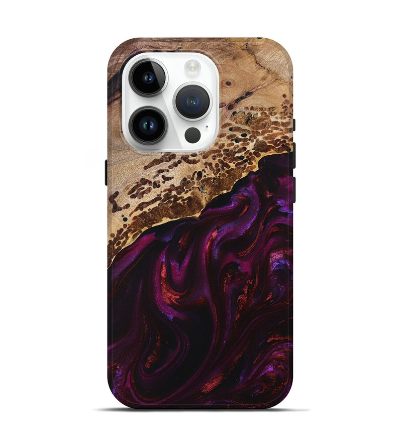 iPhone 15 Pro Wood+Resin Live Edge Phone Case - Elise (Red, 693994)