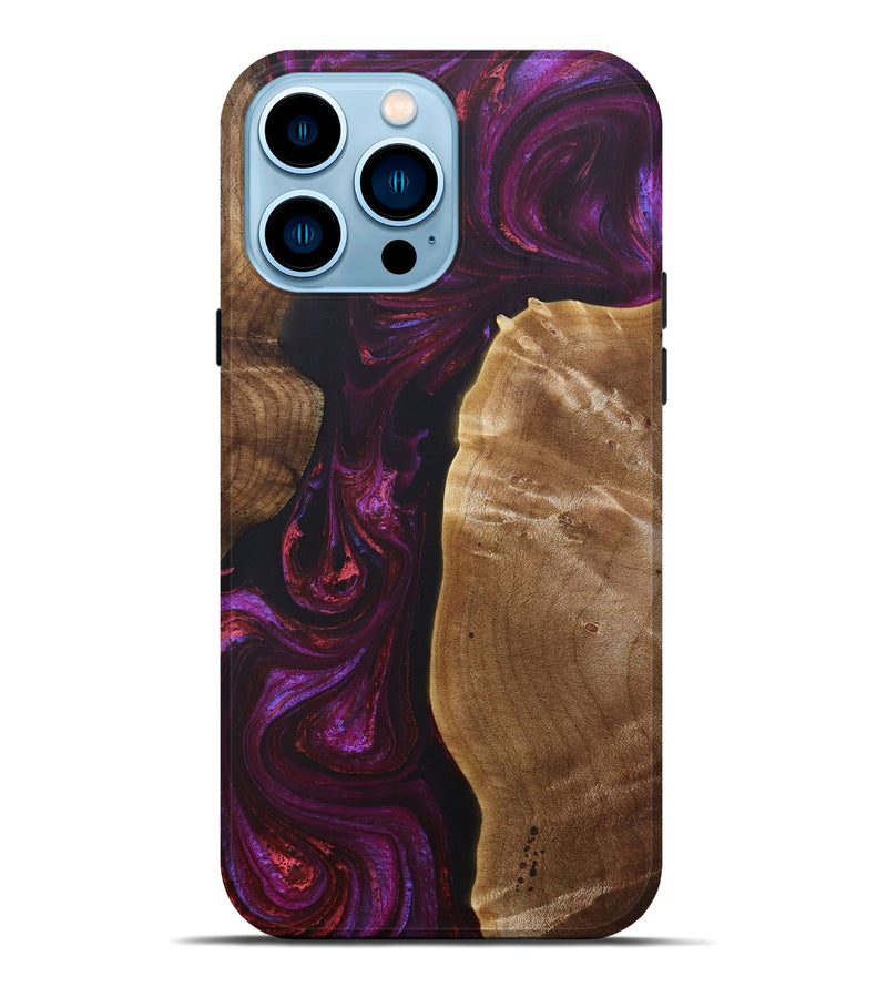 iPhone 14 Pro Max Wood+Resin Live Edge Phone Case - Roderick (Red, 693997)