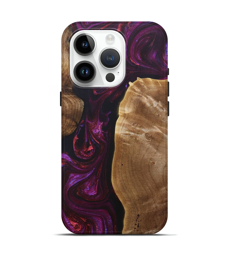 iPhone 15 Pro Wood+Resin Live Edge Phone Case - Roderick (Red, 693997)