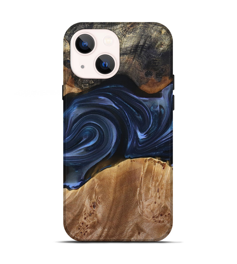 iPhone 13 Wood+Resin Live Edge Phone Case - Ben (Blue, 693998)