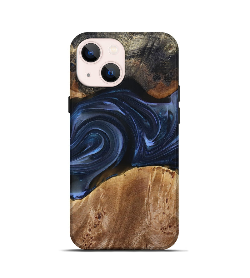 iPhone 13 mini Wood+Resin Live Edge Phone Case - Ben (Blue, 693998)