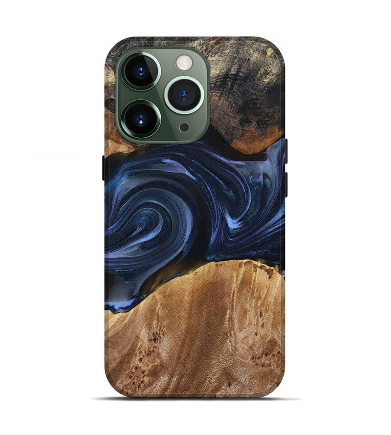 iPhone 13 Pro Wood+Resin Live Edge Phone Case - Ben (Blue, 693998)