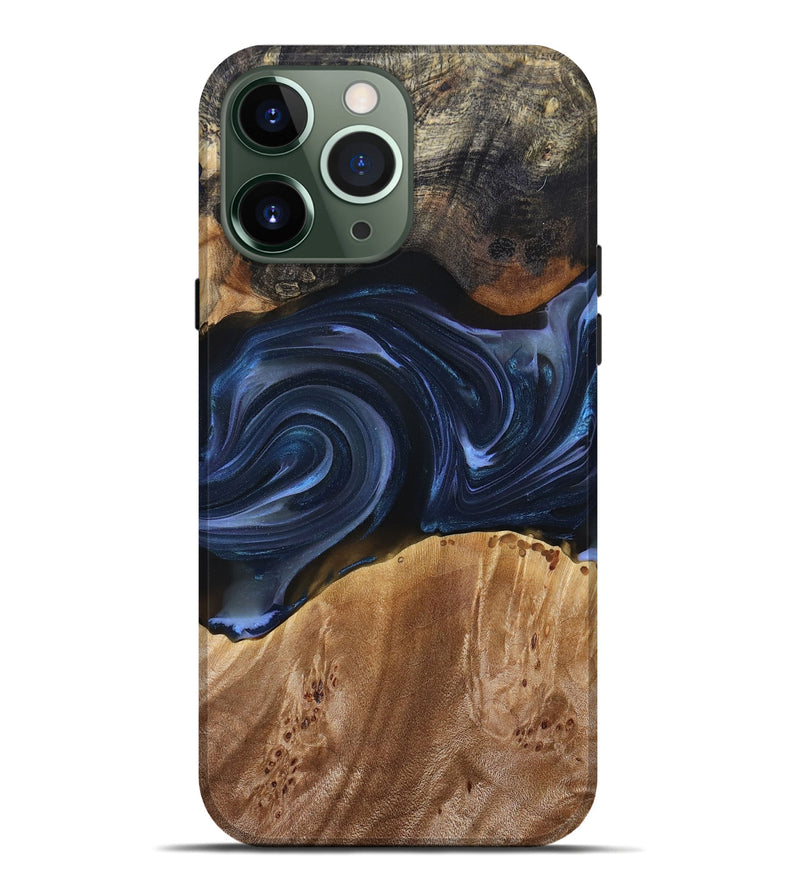 iPhone 13 Pro Max Wood+Resin Live Edge Phone Case - Ben (Blue, 693998)