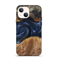 iPhone 14 Wood+Resin Live Edge Phone Case - Ben (Blue, 693998)