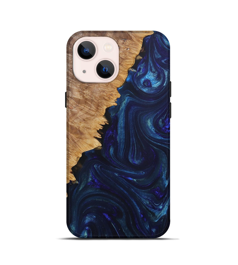 iPhone 13 mini Wood+Resin Live Edge Phone Case - Colt (Blue, 693999)