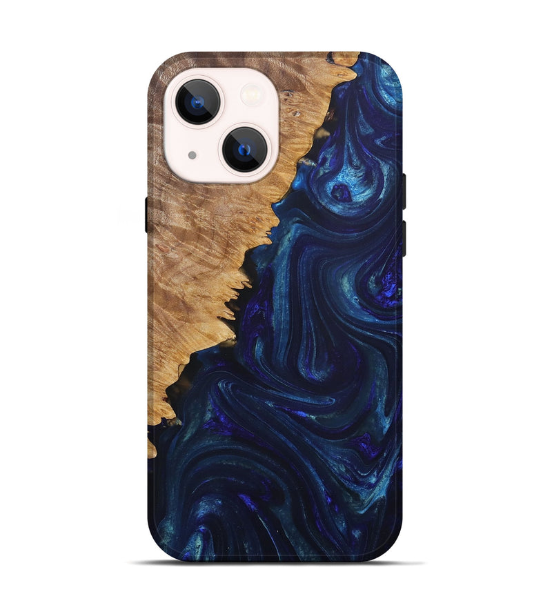 iPhone 14 Wood+Resin Live Edge Phone Case - Colt (Blue, 693999)