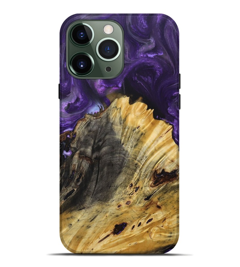 iPhone 13 Pro Max Wood+Resin Live Edge Phone Case - Christian (Purple, 694004)