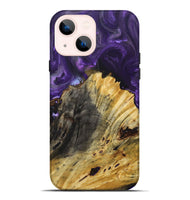 iPhone 14 Plus Wood+Resin Live Edge Phone Case - Christian (Purple, 694004)