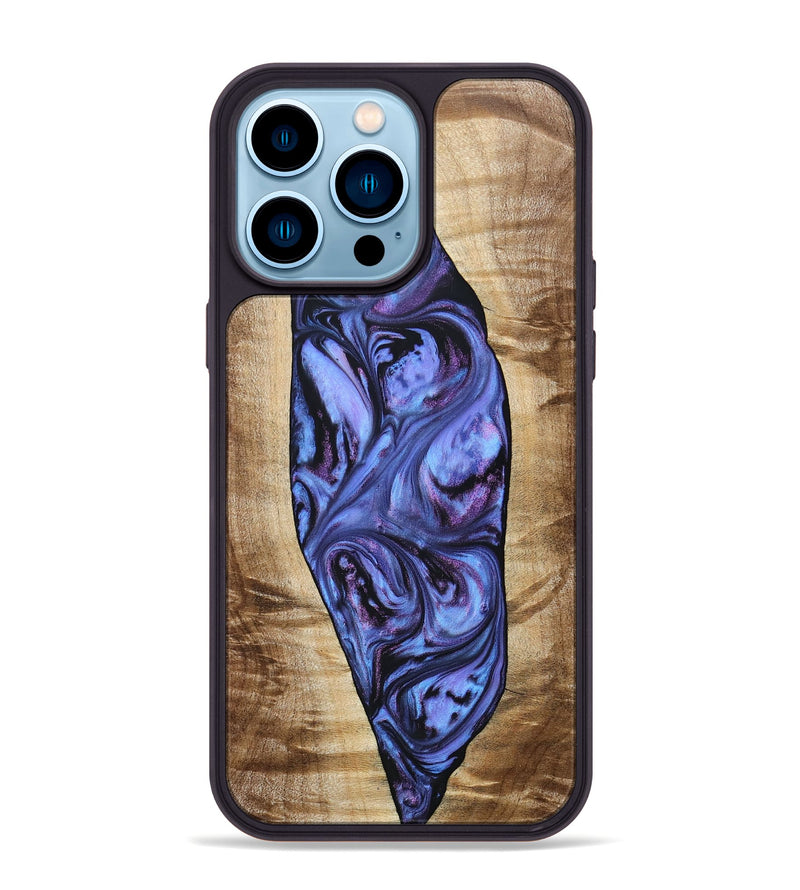 iPhone 14 Pro Max Wood+Resin Phone Case - Tammie (Purple, 694107)