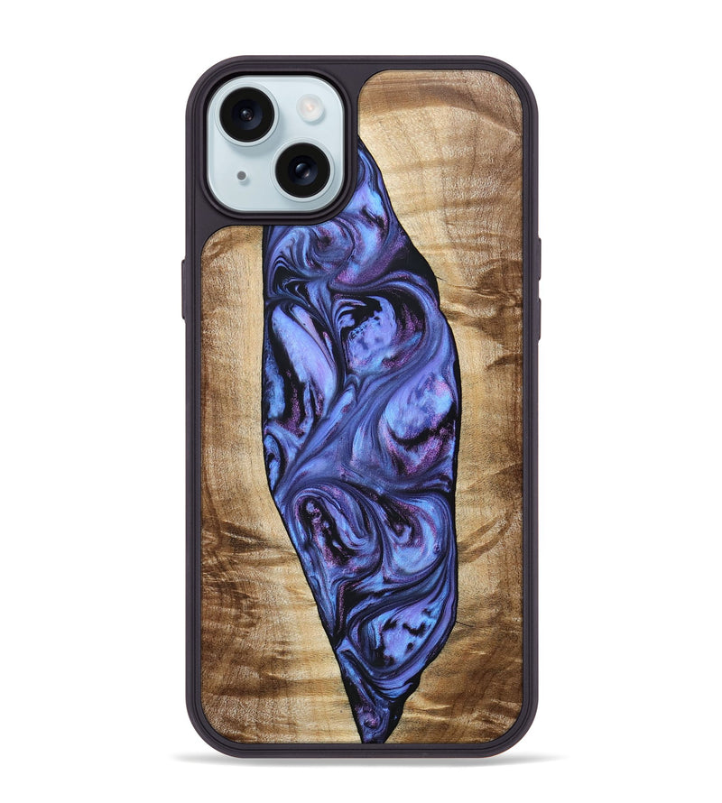 iPhone 15 Plus Wood+Resin Phone Case - Tammie (Purple, 694107)