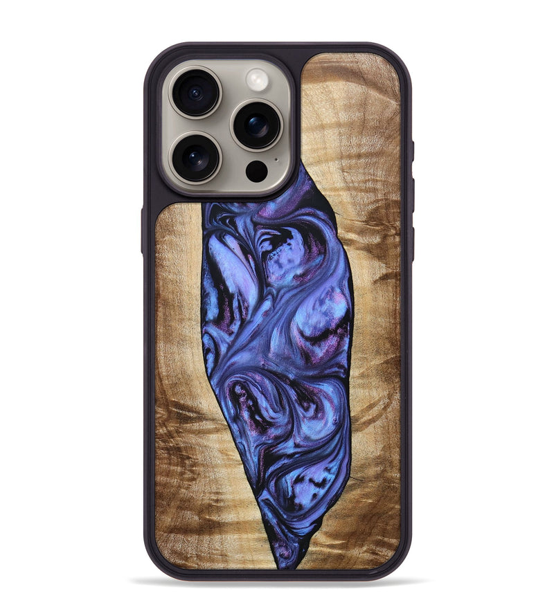 iPhone 15 Pro Max Wood+Resin Phone Case - Tammie (Purple, 694107)