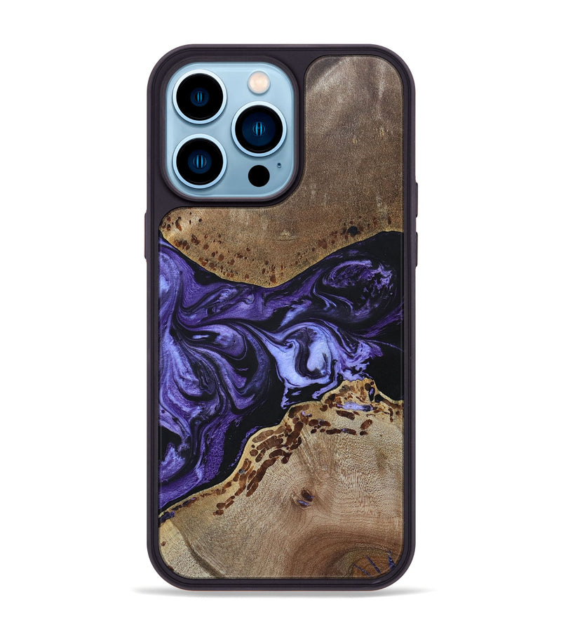 iPhone 14 Pro Max Wood+Resin Phone Case - Rodrigo (Purple, 694108)