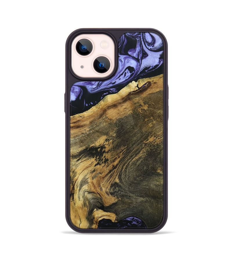 iPhone 14 Wood+Resin Phone Case - Bette (Purple, 694110)