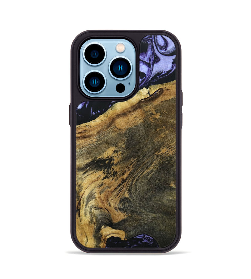 iPhone 14 Pro Wood+Resin Phone Case - Bette (Purple, 694110)