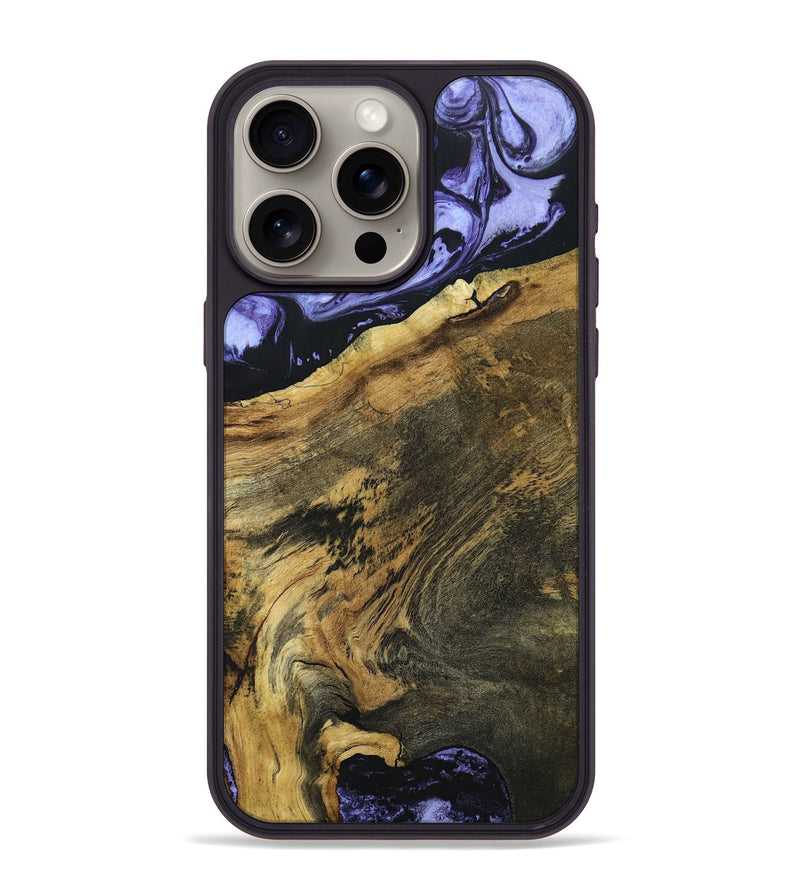 iPhone 15 Pro Max Wood+Resin Phone Case - Bette (Purple, 694110)
