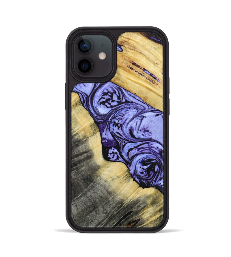 iPhone 12 Wood+Resin Phone Case - Lincoln (Purple, 694123)