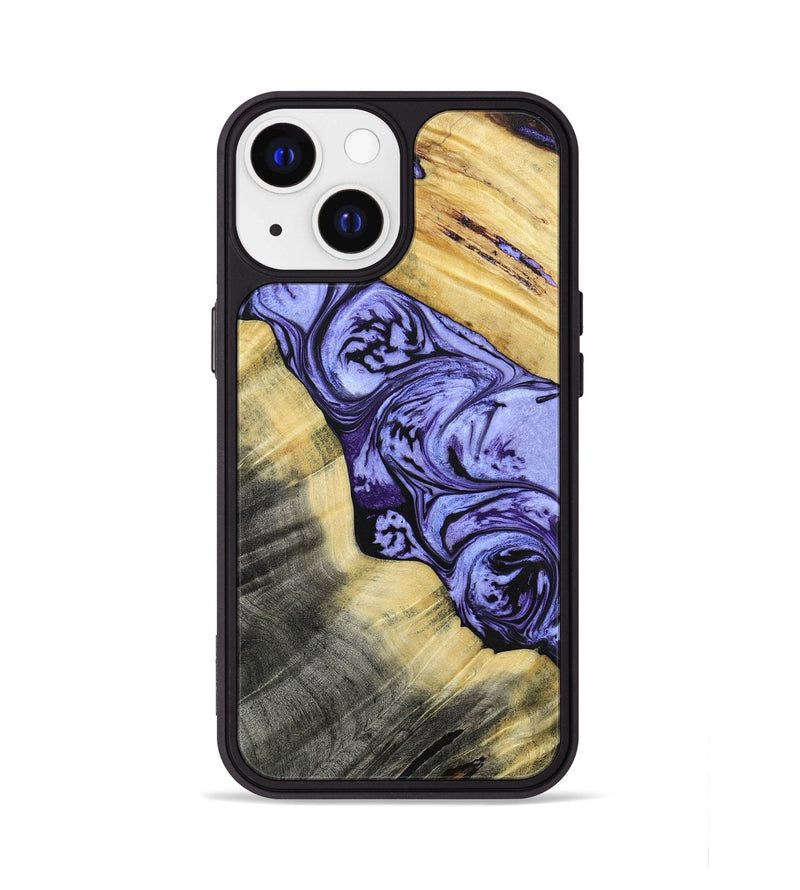 iPhone 13 Wood+Resin Phone Case - Lincoln (Purple, 694123)