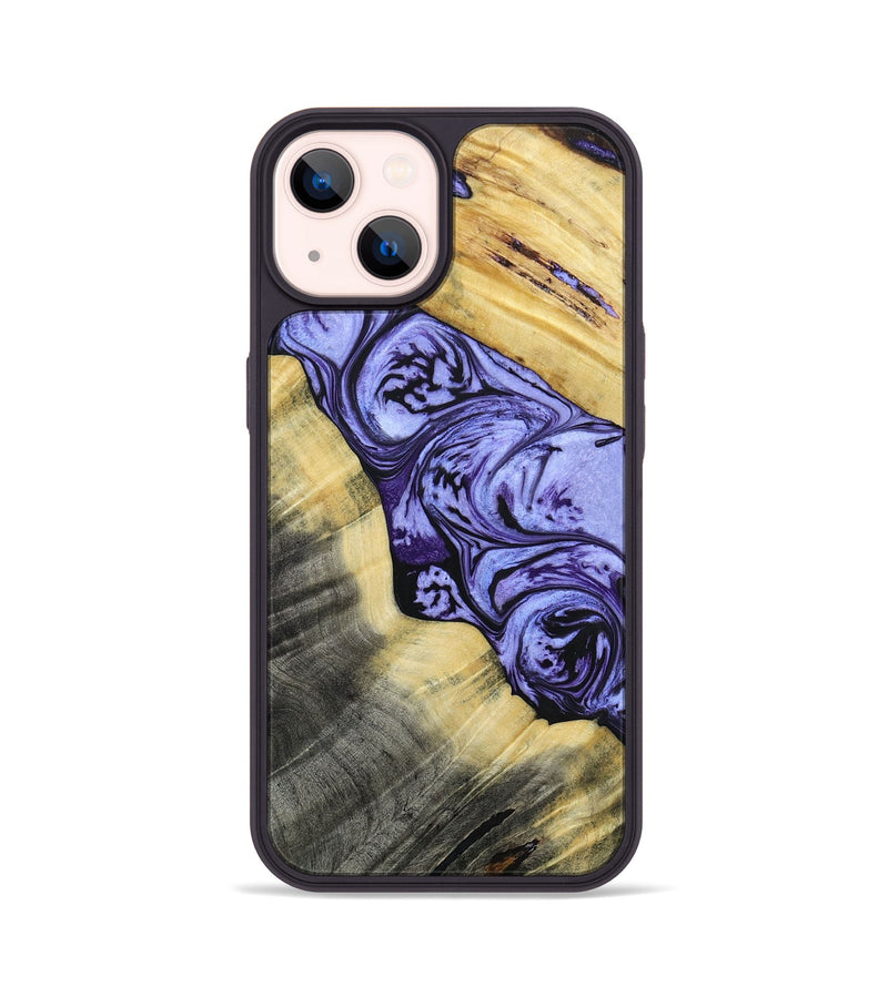 iPhone 14 Wood+Resin Phone Case - Lincoln (Purple, 694123)