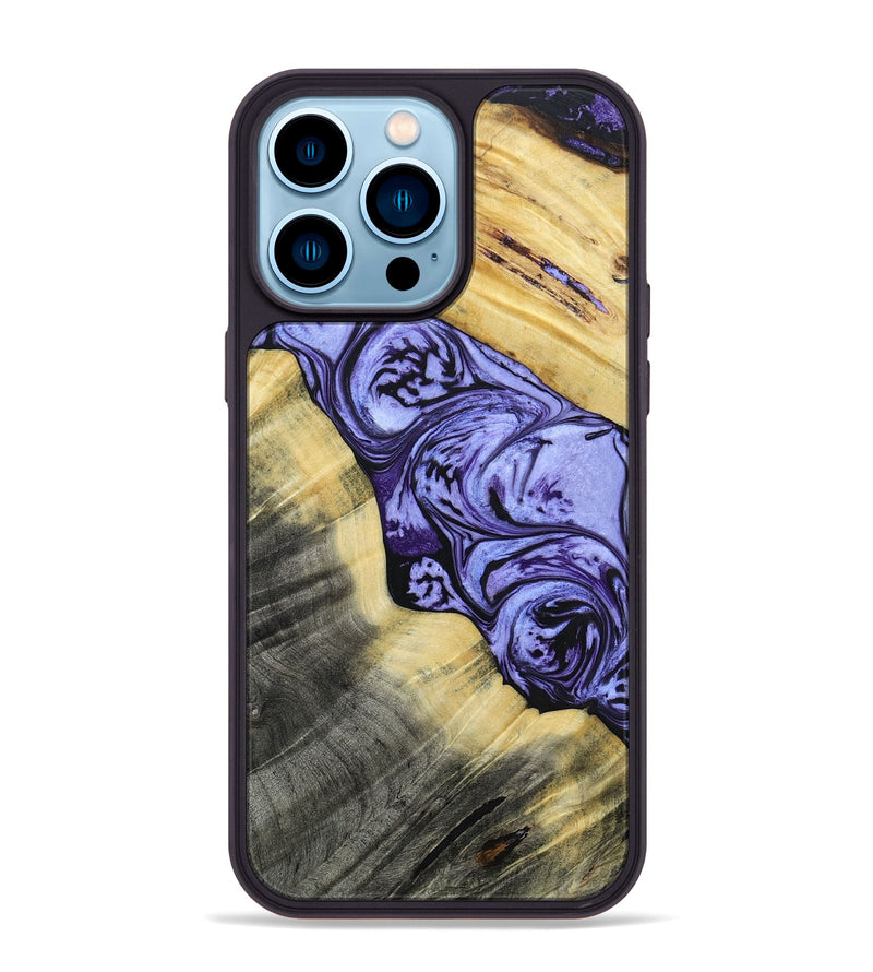 iPhone 14 Pro Max Wood+Resin Phone Case - Lincoln (Purple, 694123)
