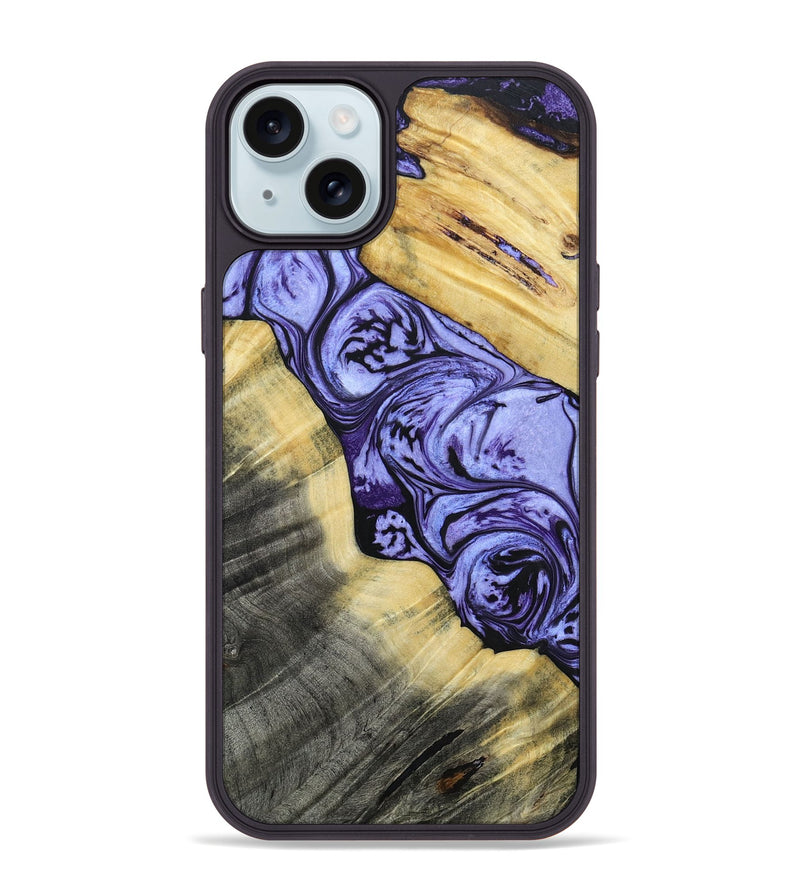 iPhone 15 Plus Wood+Resin Phone Case - Lincoln (Purple, 694123)