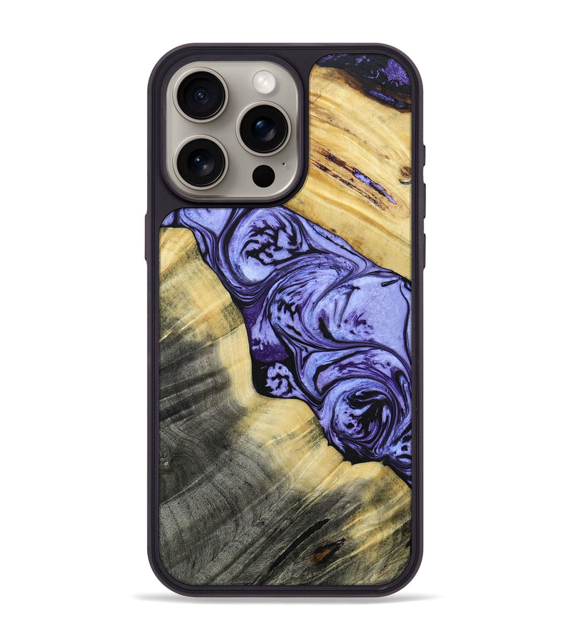 iPhone 15 Pro Max Wood+Resin Phone Case - Lincoln (Purple, 694123)