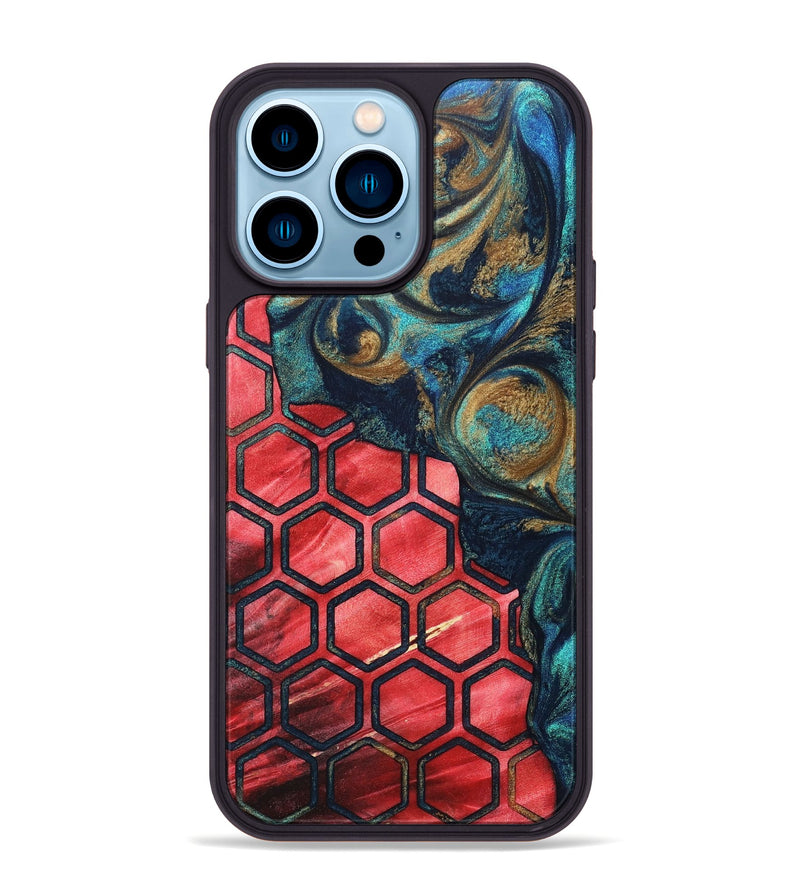 iPhone 14 Pro Max Wood+Resin Phone Case - Corinne (Pattern, 694145)