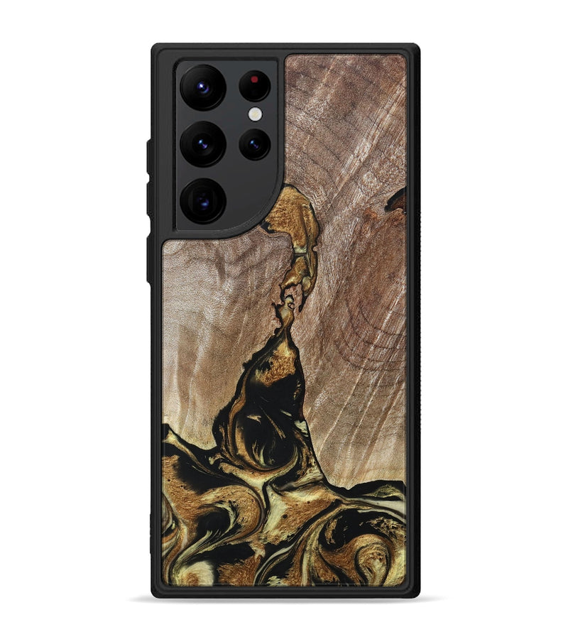 Galaxy S22 Ultra Wood+Resin Phone Case - Rita (Black & White, 694151)