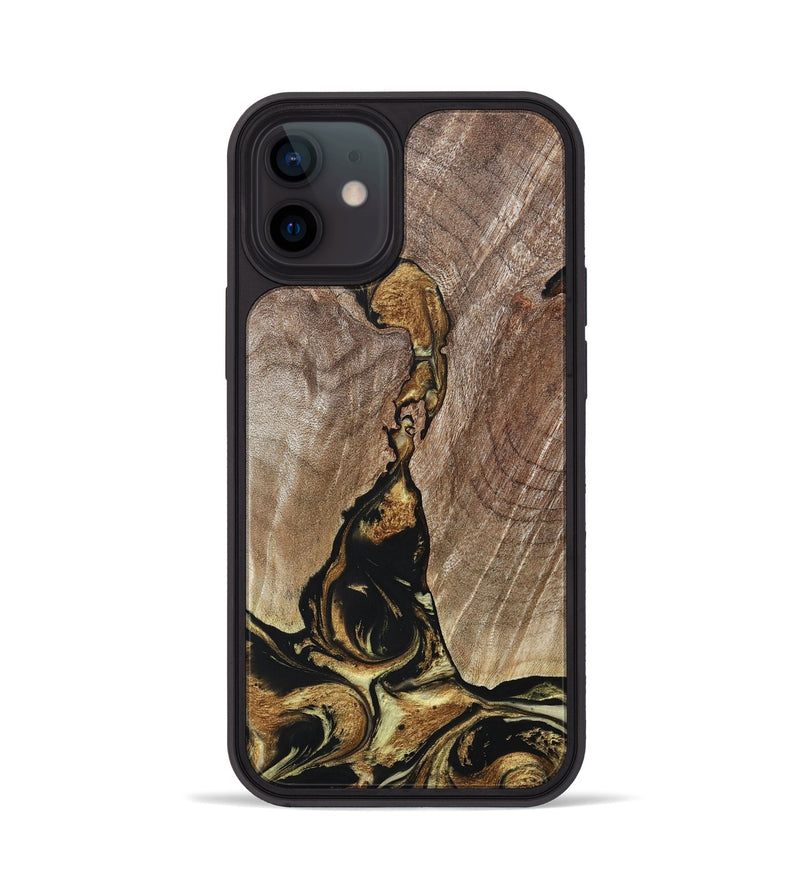 iPhone 12 Wood+Resin Phone Case - Rita (Black & White, 694151)