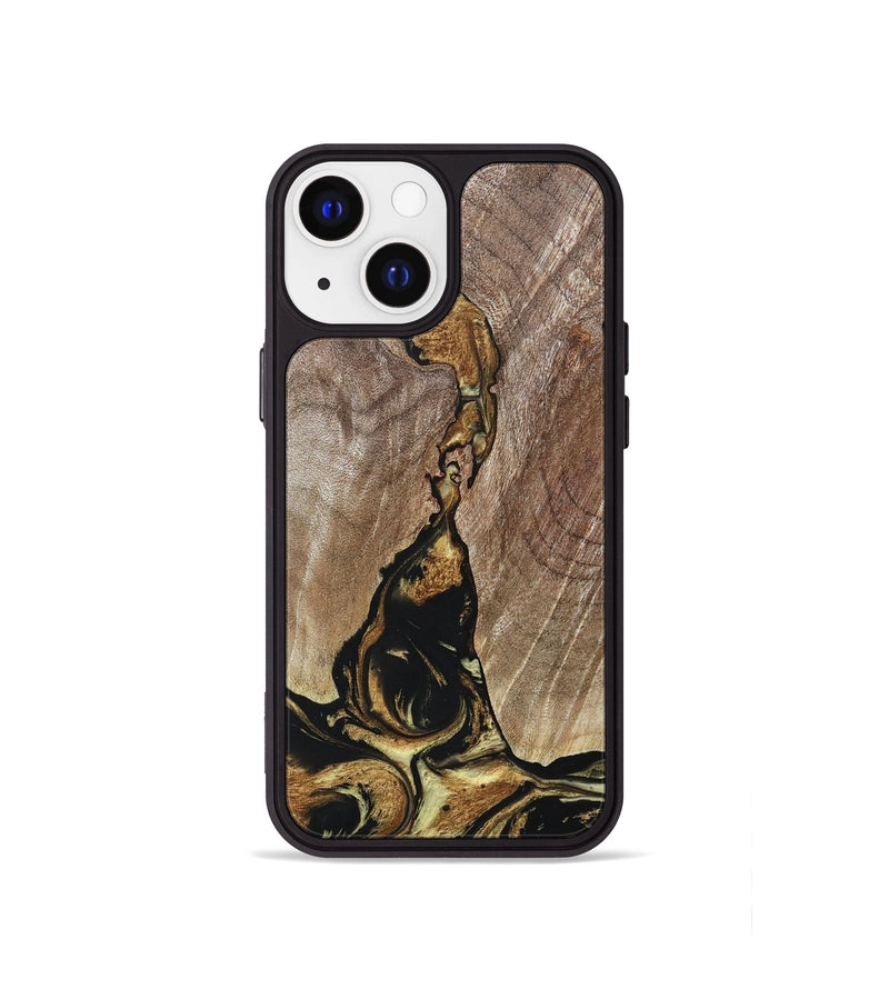 iPhone 13 mini Wood+Resin Phone Case - Rita (Black & White, 694151)