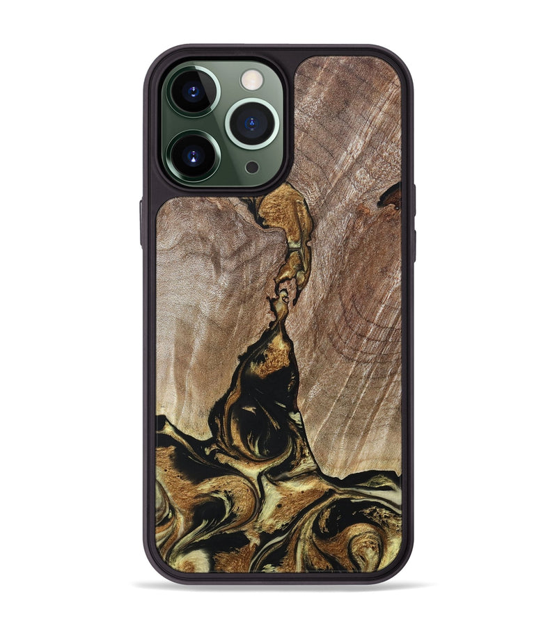 iPhone 13 Pro Max Wood+Resin Phone Case - Rita (Black & White, 694151)